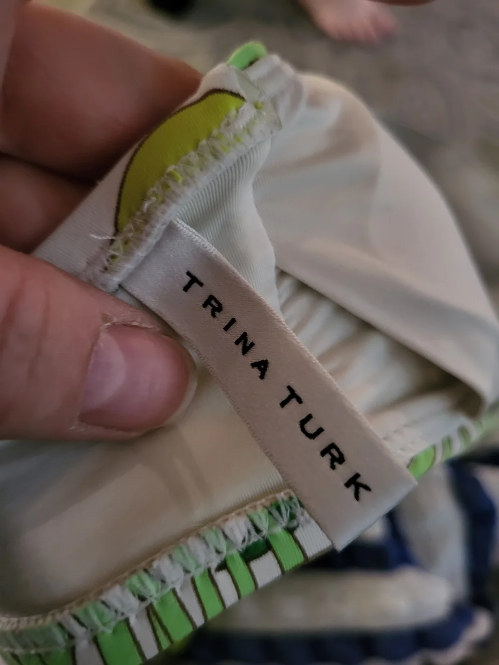 Trina Turk It's Bananas Twist-Front Halter Bikini Top - White & Green Tropical